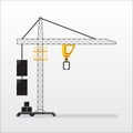 Yellow crane for construction flat design vector illustration
