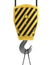 Yellow crane hook, front view