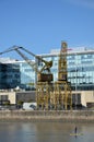 yellow crane at puerto madero