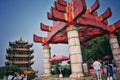 yellow crane tower in Wuhan city Royalty Free Stock Photo