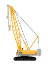 Yellow crawler crane isolated on white background