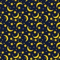Yellow crescents and stars pattern