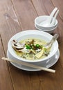 Yellow croaker fish soup with preserved snow vegetable Royalty Free Stock Photo