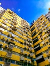 Yellow crowd apartment condo in Bangkok, Thailand Royalty Free Stock Photo