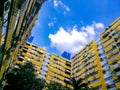 Yellow crowd apartment condo in Bangkok, Thailand Royalty Free Stock Photo