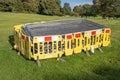 Yellow crowd barriers in Airville Park in Skipton North Yorkshire Royalty Free Stock Photo