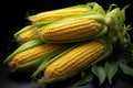 Yellow crown corn fresh front sought plant on dark back Royalty Free Stock Photo
