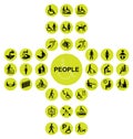 Yellow cruciform disability and people Icon collection Royalty Free Stock Photo