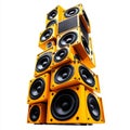 Yellow Cube Speakers Stack 3D Render, Music, Audio, Sound, Loudspeaker Sound System, 3D Modeling Royalty Free Stock Photo