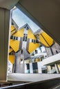 Yellow Cubic houses and apartments in Rotterdam. The Netherlands Royalty Free Stock Photo