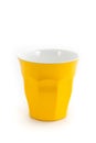 Yellow cup glass for milk or coffee water suitable for picnic pa