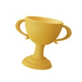 Yellow cup winner 3d icon. Main prize for successful champion. Bowl with two handles on stand. Award trophy for best. Royalty Free Stock Photo