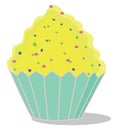 Yellow cupcake, illustration, vector