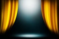 Yellow curtain spotlight stage studio entertainment background, Yellow curtain background