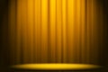 Yellow curtain on stage studio entertainment background