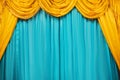 Yellow curtains of a classical theater scene Royalty Free Stock Photo