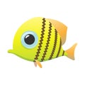 Yellow cute fish cartoon icon