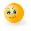 Yellow cute happy emoticon smiling. Face with emotions. Facial expression, mood. 3d realistic emoji. Funny cartoon character.Web Royalty Free Stock Photo