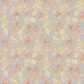 Yellow cute leaves. Retro watercolor autumn seamless pattern. Vintage design