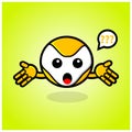 Yellow cute robot cartoon character emoticon. asking doodle of simple monster icon