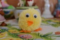 Yellow cute woolen easter biddy Royalty Free Stock Photo