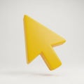 Yellow 3D Cursor Icon on a White Background mouse pointer arrow Royalty Free Stock Photo