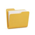 Yellow 3d folder icon with documents inside, isolated on white background Royalty Free Stock Photo