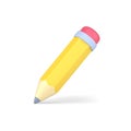 Yellow 3d pencil. Volumetric wooden object for writing and drawing