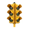 Yellow 3 D Traffic Light Icon Isolated on White Background Royalty Free Stock Photo
