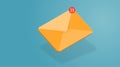 Yellow 3d vector mail icon. Isometric email sending illustration. Mailing letters concept. Notification red symbol