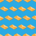 Yellow 3d vector mail icon seamless pattern. Isometric email sending illustration. Mailing letters concept Royalty Free Stock Photo