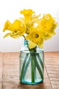 Yellow dafodills in blue jar