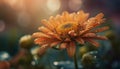 Yellow daisy in dewy meadow at sunset generated by AI Royalty Free Stock Photo