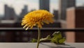 Yellow dandelion flower in the meadow, nature beauty in springtime generated by AI