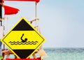 Yellow danger signal depicting a drowning swimmer