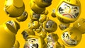 Yellow daruma dolls on yellow background