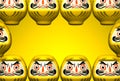 Yellow Daruma Dolls On Yellow Text Space