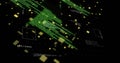 Yellow data blocks and text image over black background
