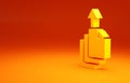 Yellow Data export icon isolated on orange background. Minimalism concept. 3d illustration 3D render