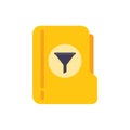Yellow data folder presenting filtering function icon