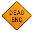 A yellow dead end sign on a white background Royalty Free Stock Photo