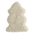 Yellow decor skin of a sheepskin wool rug on a white background. 3D rendering