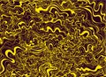 Yellow decorative doodle waves, brown color background.