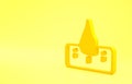 Yellow Deforestation icon isolated on yellow background. Chopping forest, destruction of wood. Danger for ecology and