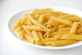 Yellow delicious pasta close-up on a white plate Royalty Free Stock Photo