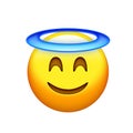 yellow delightful smiley face with angle halo icon Royalty Free Stock Photo