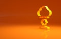 Yellow Depression and frustration icon isolated on orange background. Man in depressive state of mind. Mental health