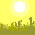 Yellow desert savanna landscape square flat design vector Royalty Free Stock Photo