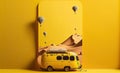 Yellow Desert Travel poster banner for Vacation and Road trip in summer?