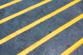 Yellow diagonal lines marking on asphalt road